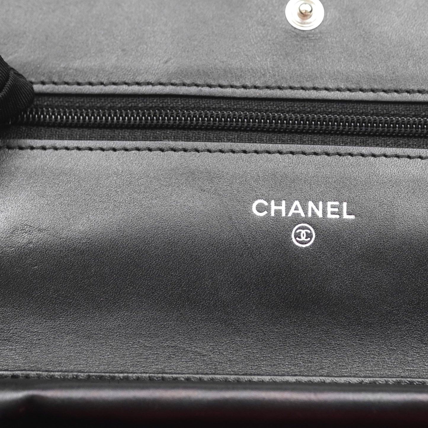 Chanel Quilted Cambon Wallet on Chain WOC Black Calfskin Silver Hardware
