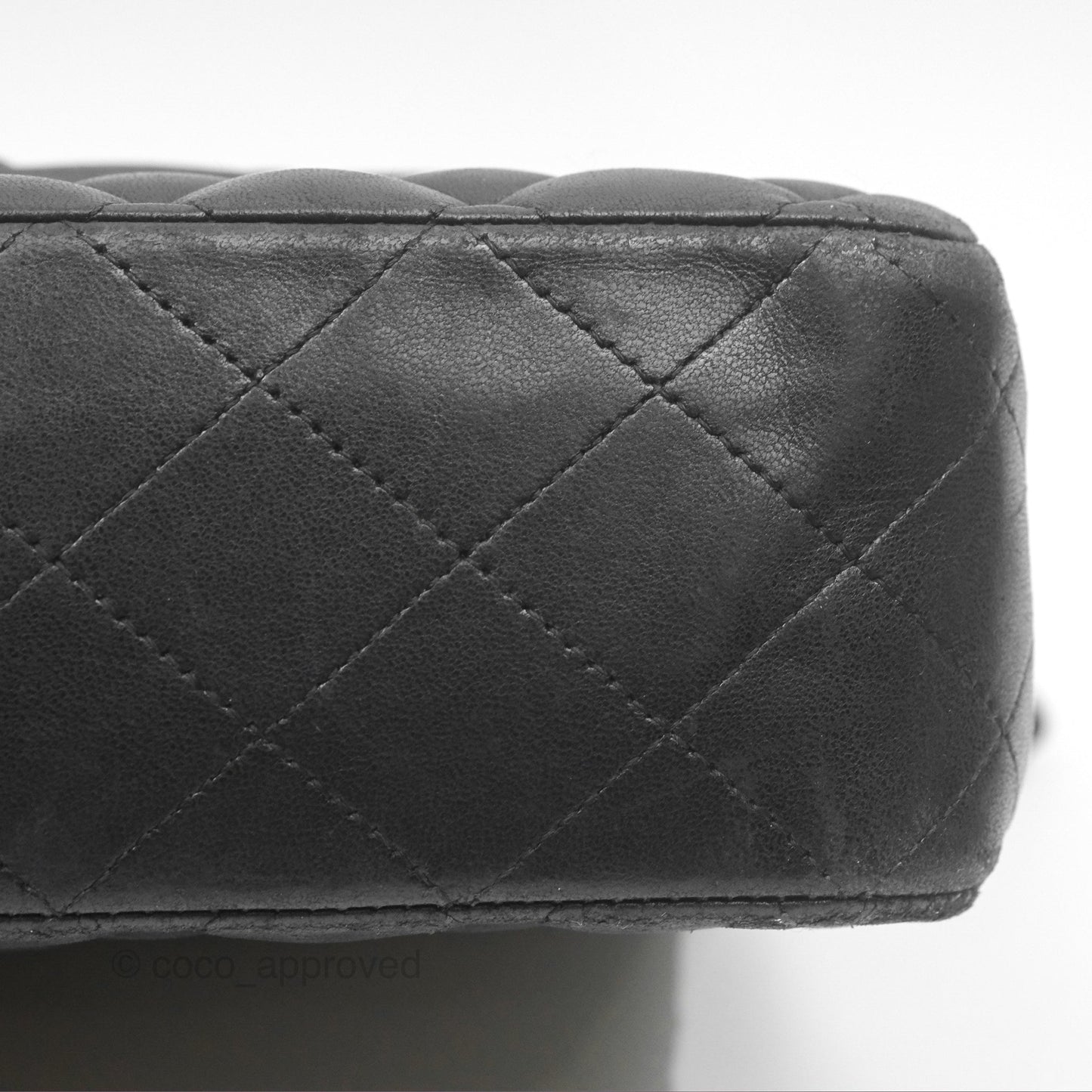Chanel Classic M/L Medium Flap Quilted Black Lambskin Silver Hardware