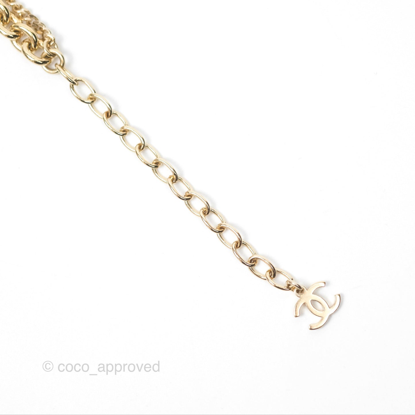 Chanel Charms CC Necklace Gold Tone 21K