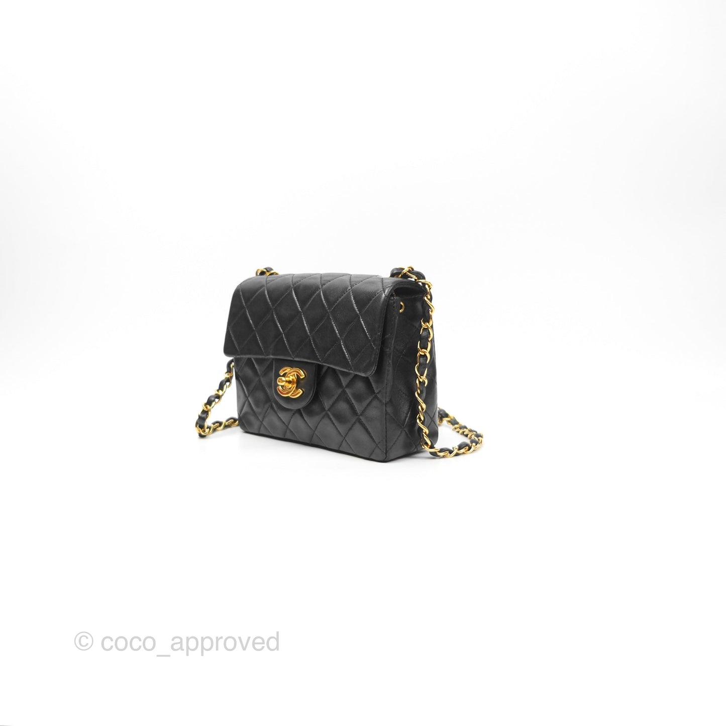 Chanel Vintage Mini Square Black Lambskin 24K Gold Hardware