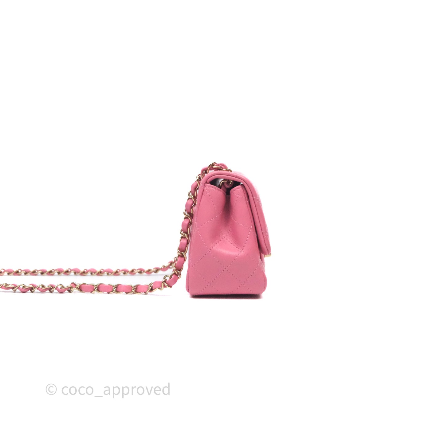 Chanel Quilted Mini Square Pink Lambskin Gold Hardware