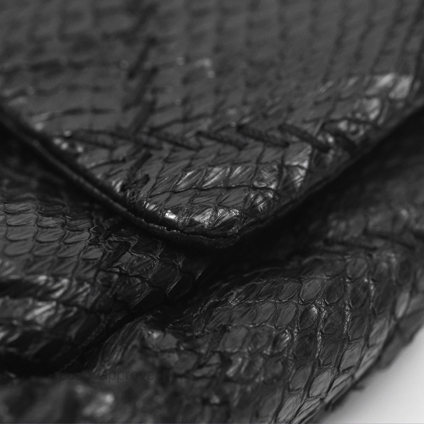 Chanel Quilted Ultimate Stitch Flap Bag Matte Python Black Silver Hardware