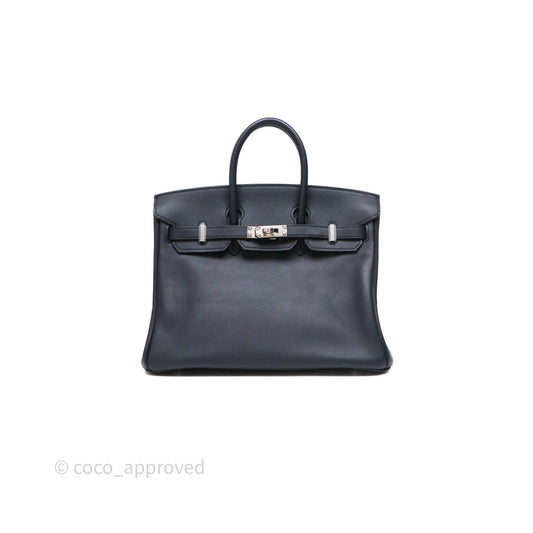 Hermes Birkin 25 Indigo Blue Swift Palladium Hardware