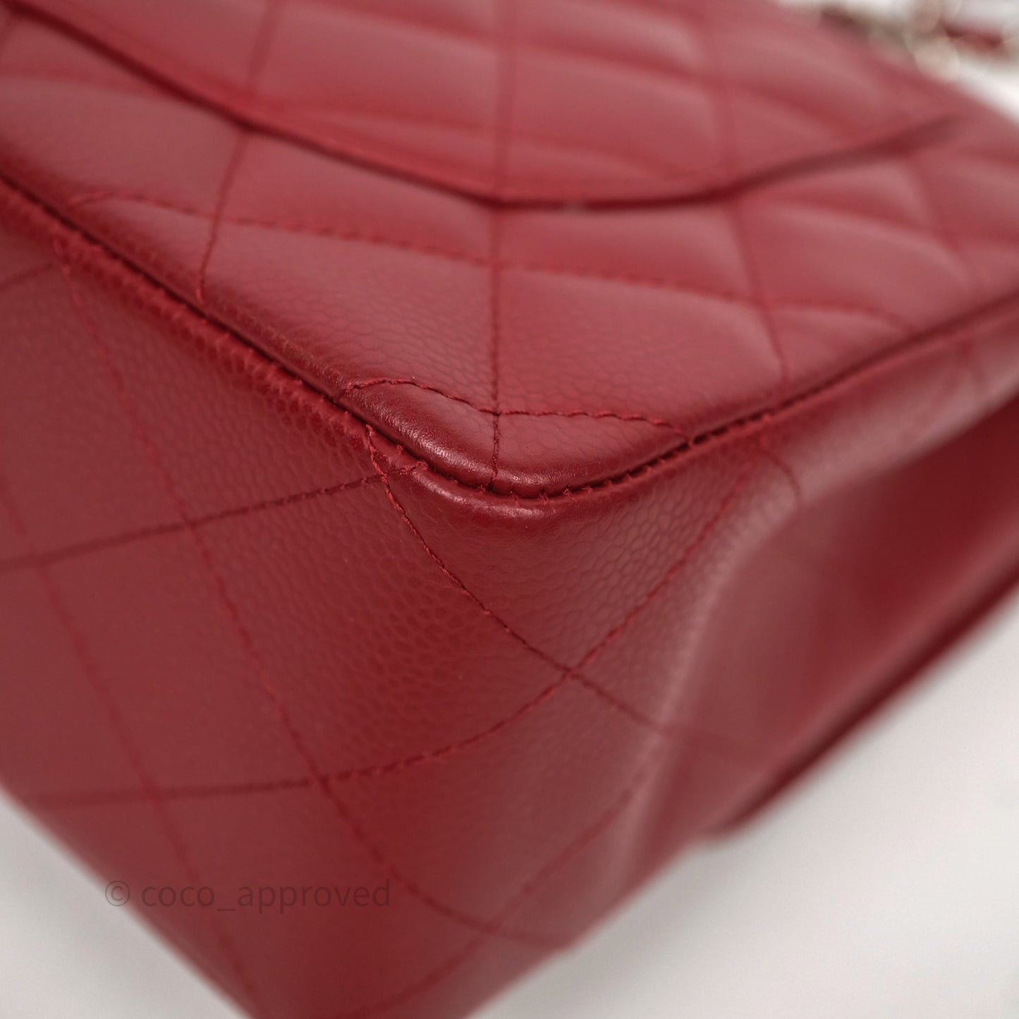 Chanel Jumbo Single Flap Dark Red Caviar Silver Hardware⁣⁣