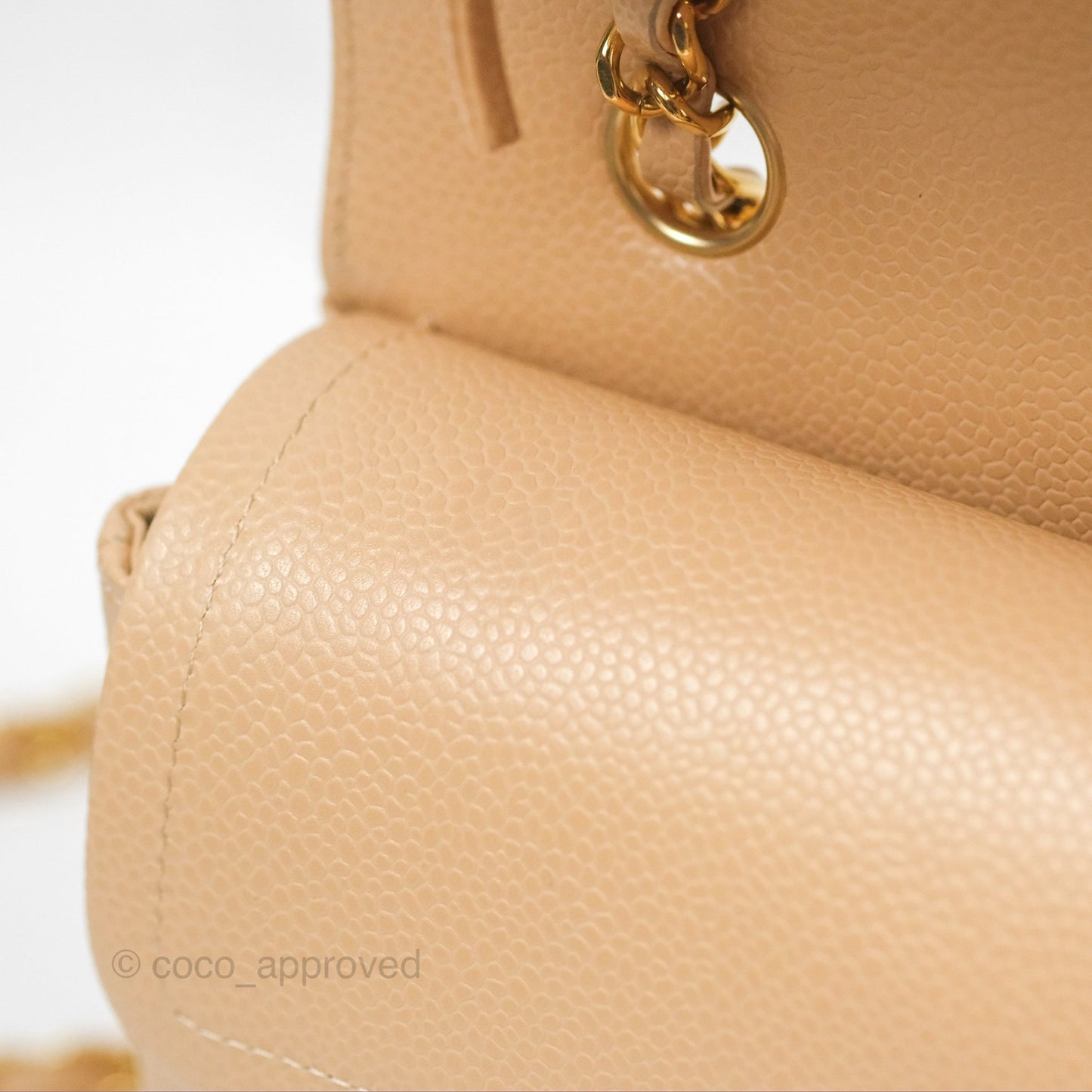 Chanel Small Quilted Classic Flap Beige Caviar Gold Hardware
