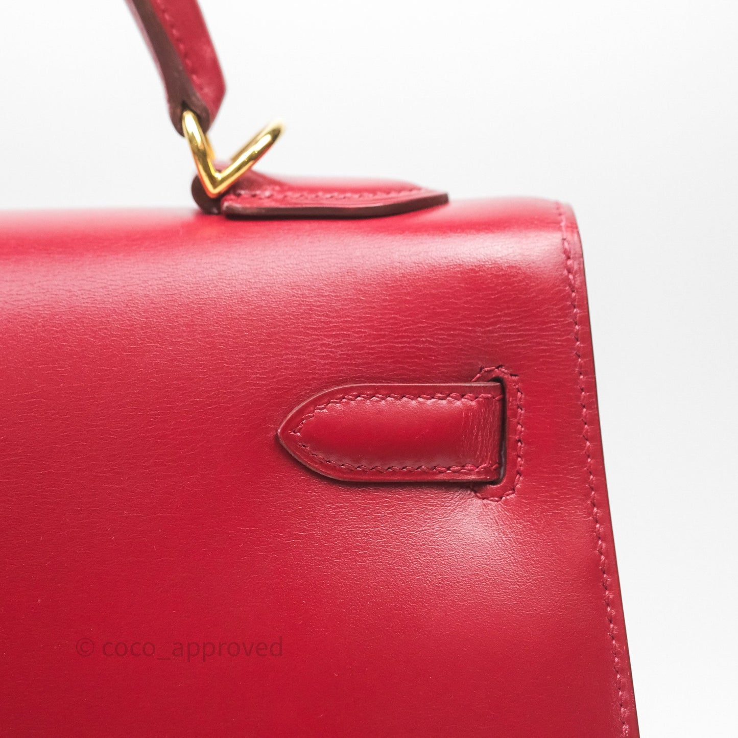 Hermès Vintage Kelly 32 Sellier Rouge Hermes 55 Box Leather Gold Hardware