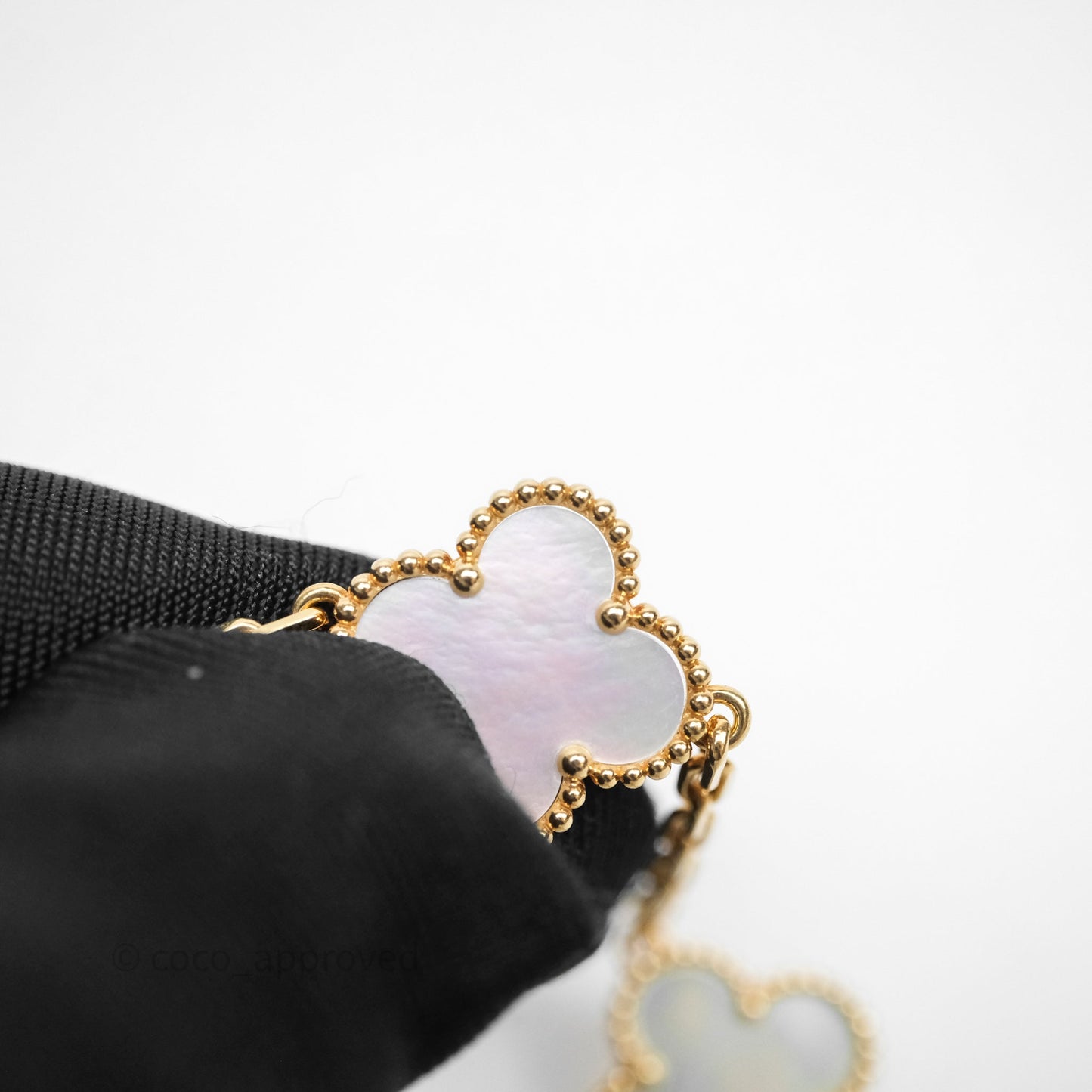 Van Cleef & Arpels Vintage Alhambra 5 Motifs White Yellow Gold Bracelet