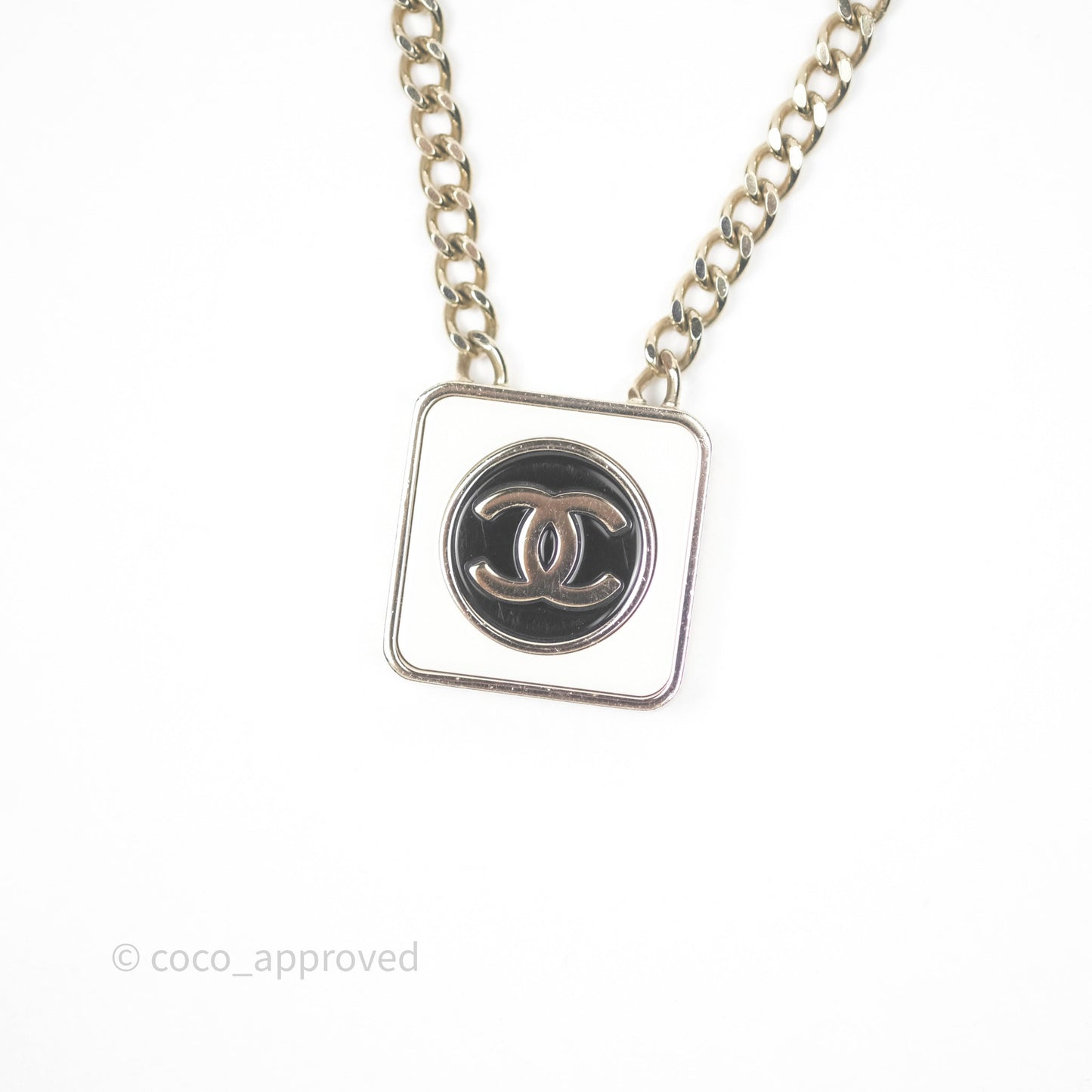 Chanel Square CC Necklace Gold Tone 23C