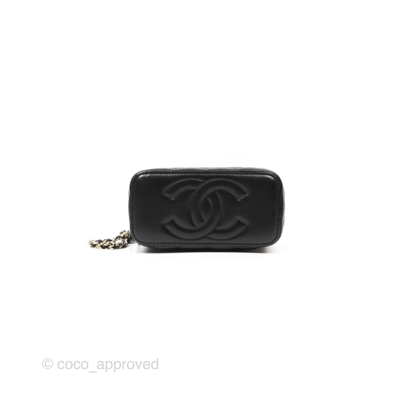 Chanel Top Handle Vanity Rectangular Black Lambskin Gold Hardware