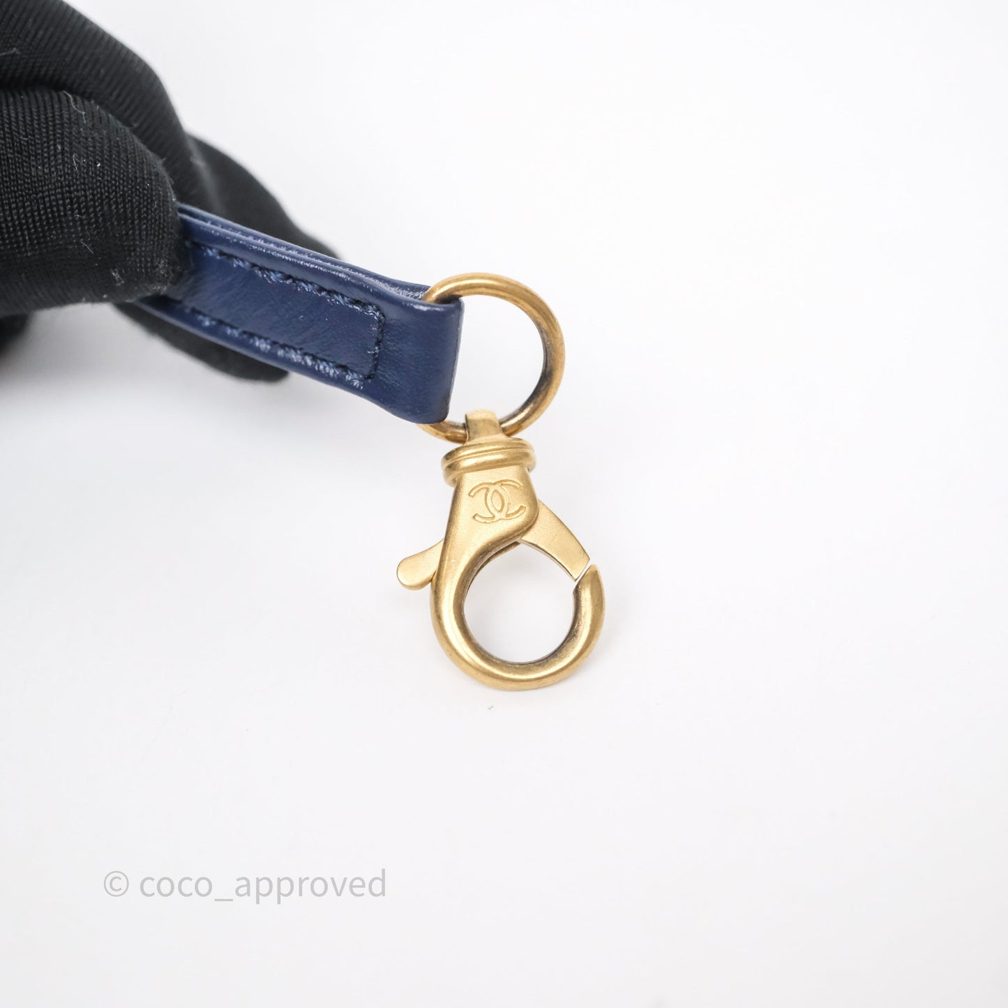 Chanel 22 Small Blue Shiny Calfskin Aged Gold Hardware