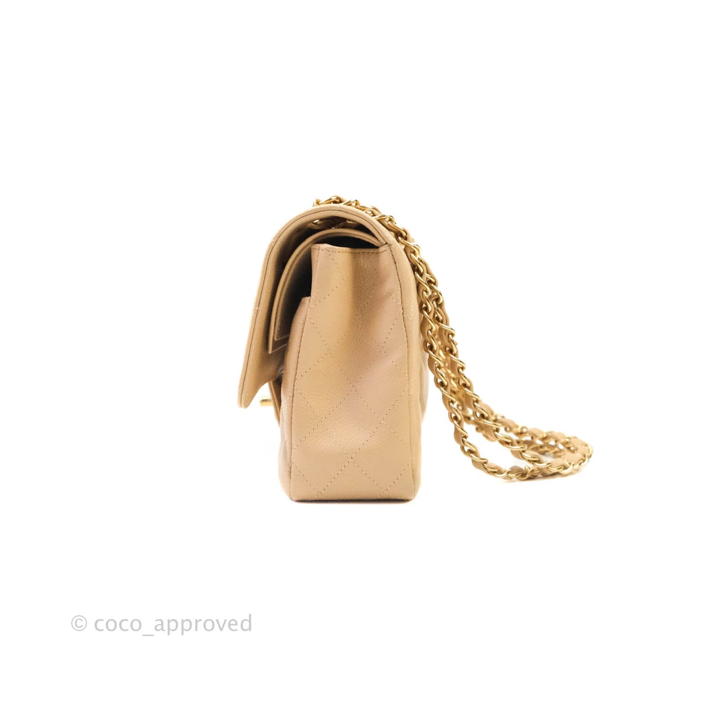 Chanel Classic M/L Medium Double Flap Beige Caviar Gold Hardware