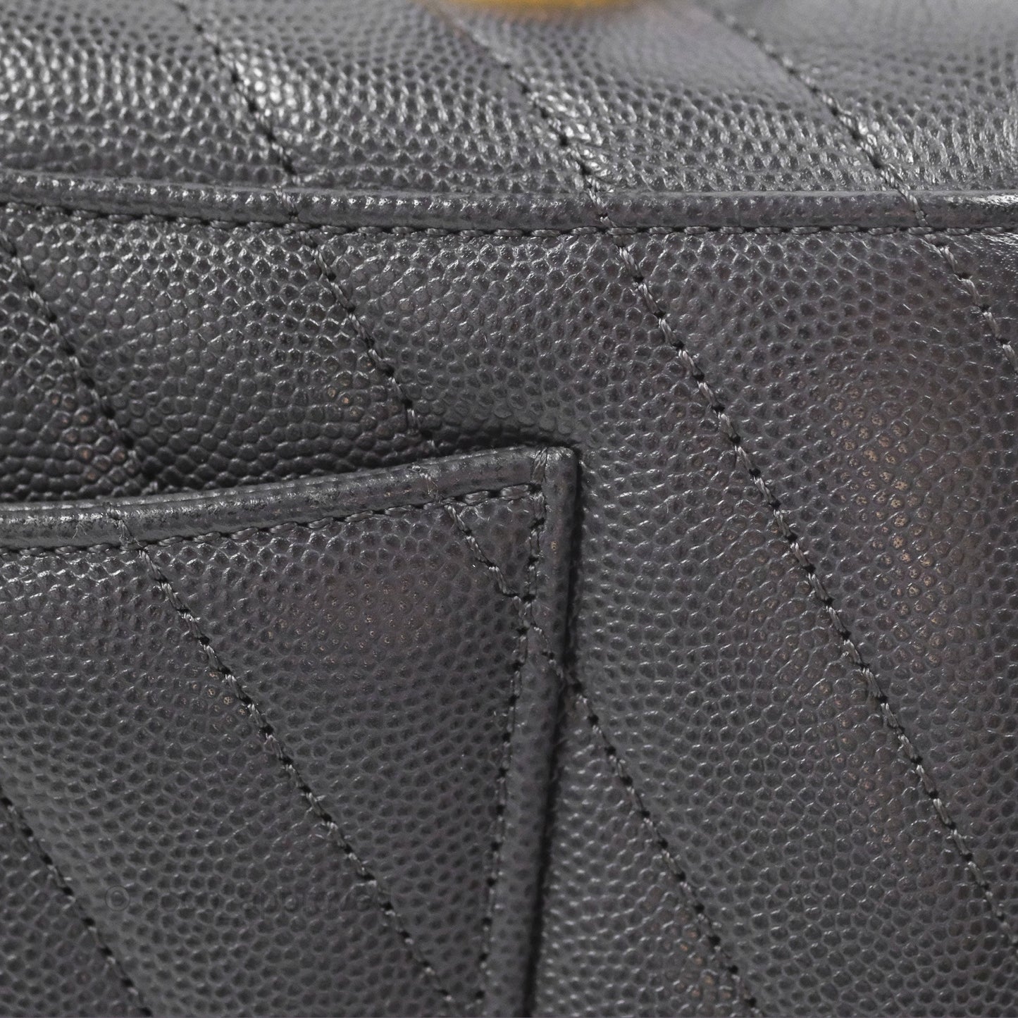 Chanel Small Coco Handle Chevron Dark Grey Caviar Aged Gold Hardware