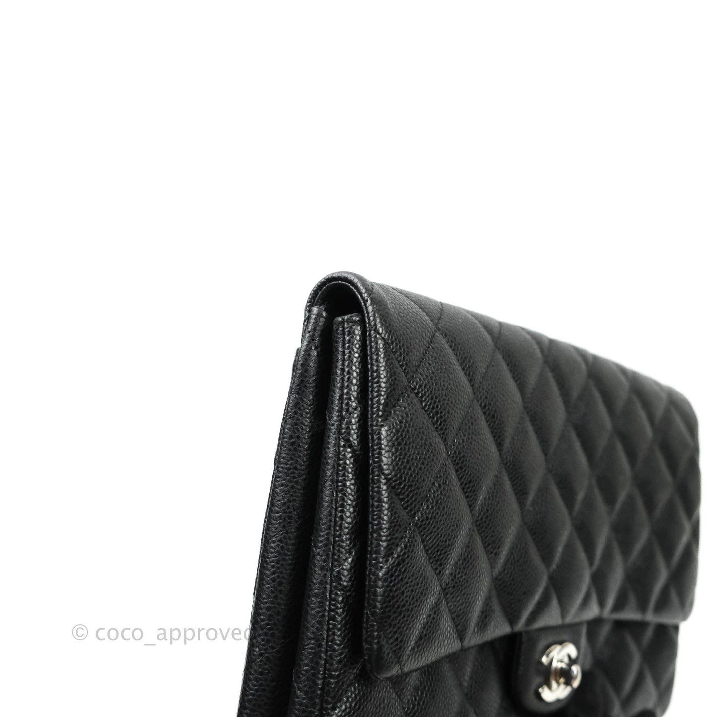 Chanel Quilted Clutch with Chain Black Caviar Silver Hardware