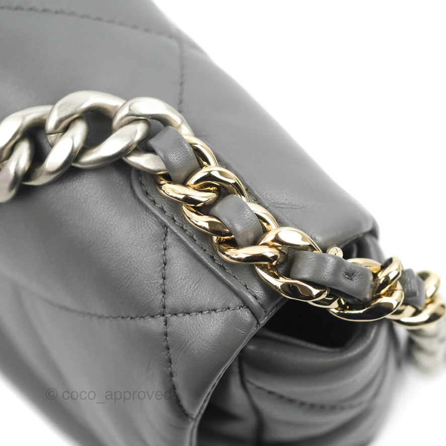 Chanel 19 Small Dark Grey Lambskin Mixed Hardware