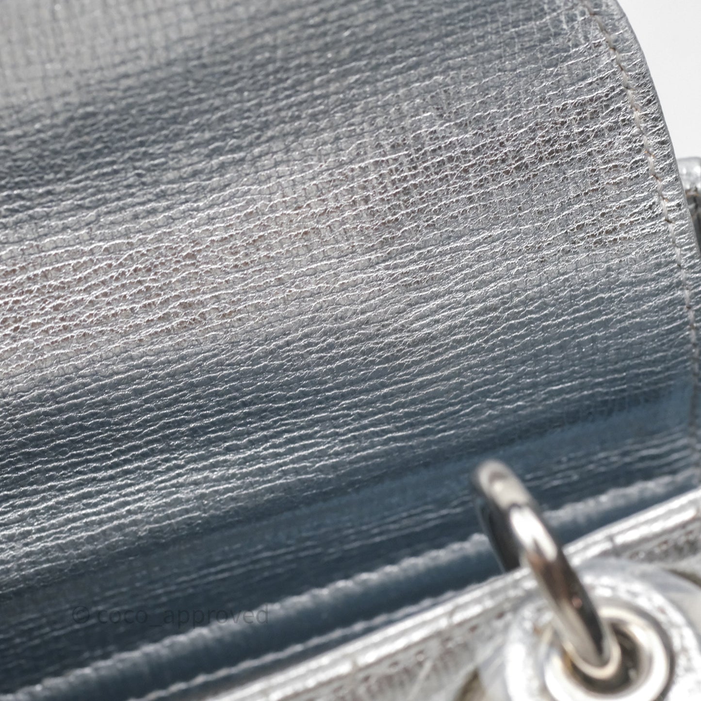 Christian Dior Small Lady Dior My ABCDior Silver Metallic Grained Calfskin Cannage