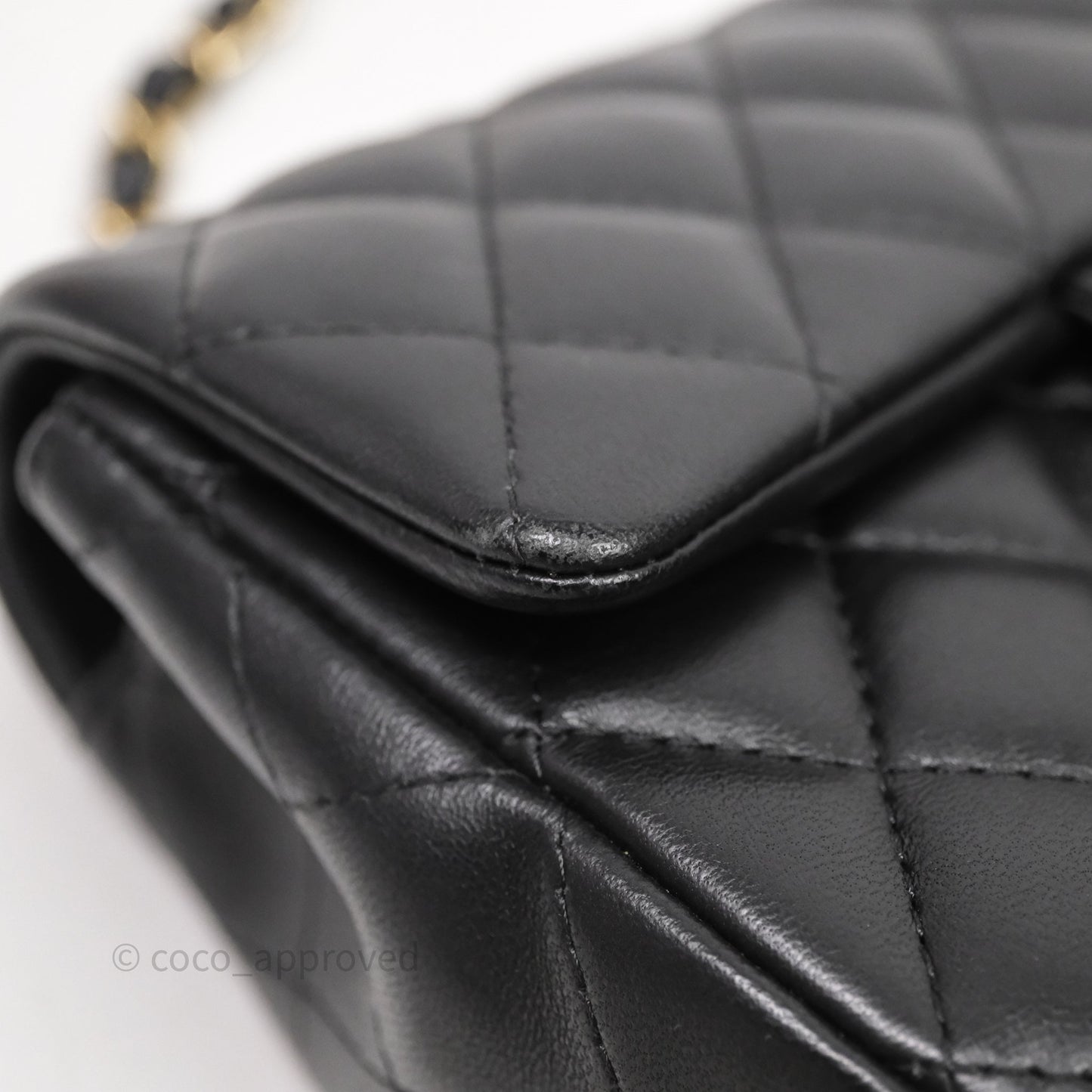 Chanel Mini Rectangular Flap Quilted Black Lambskin Gold Hardware
