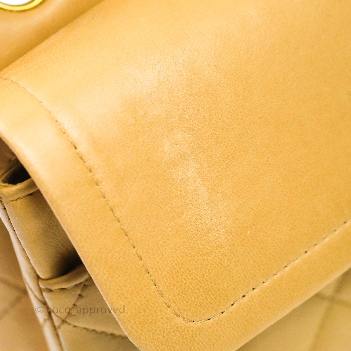 Chanel Vintage M/L Medium Double Flap Bag Beige Lambskin 24K Gold Hardware