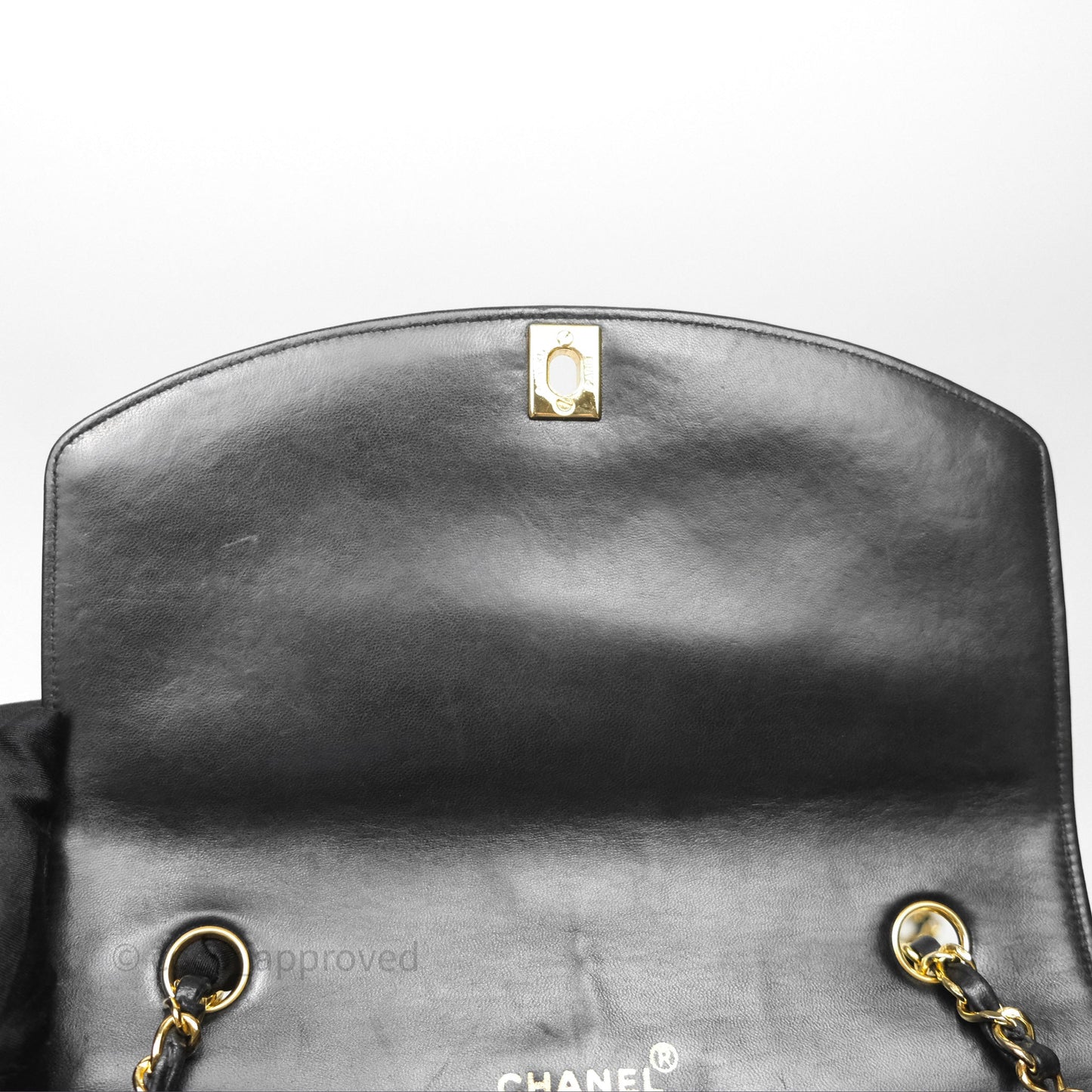 Chanel Medium Vintage Quilted Classic Diana Flap Bag Black Lambskin 24K Gold Hardware