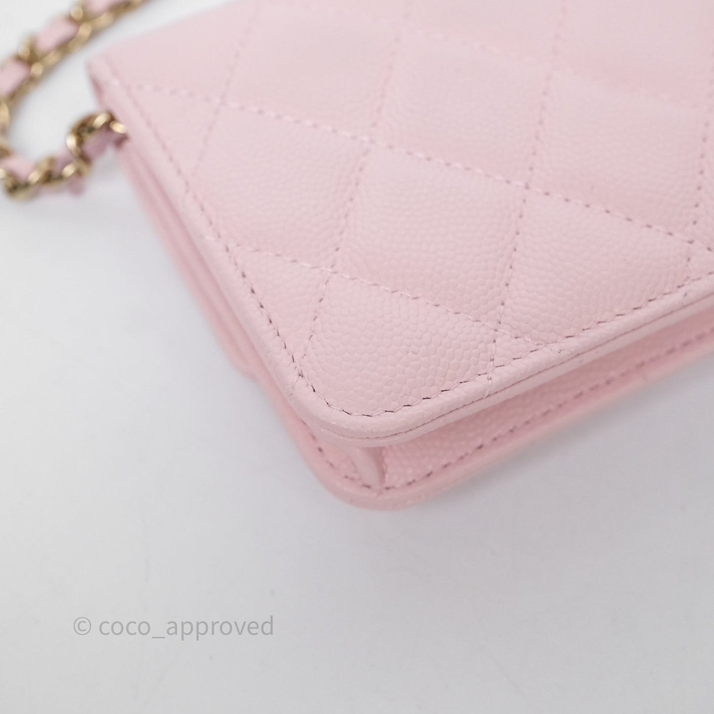 Chanel Mini Clutch With Chain Light Pink Caviar Gold Hardware