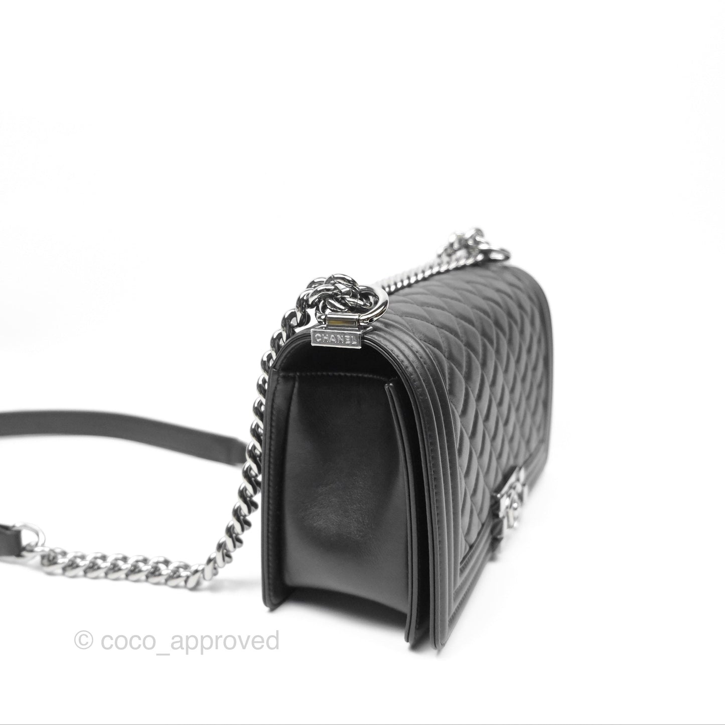 Chanel Medium Boy Quilted Black Calfskin Dark Silver Hardware