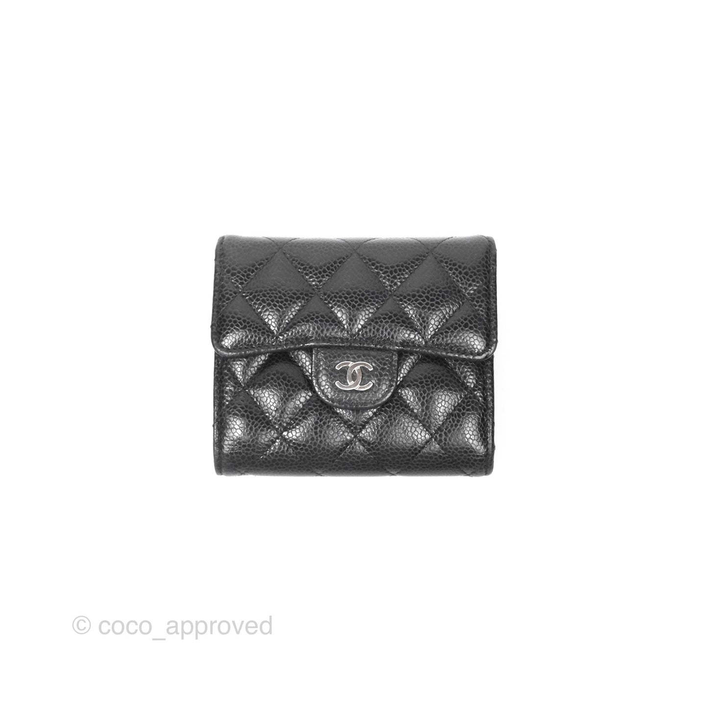 Chanel Classic Short Flap Wallet Black Caviar Silver Hardware