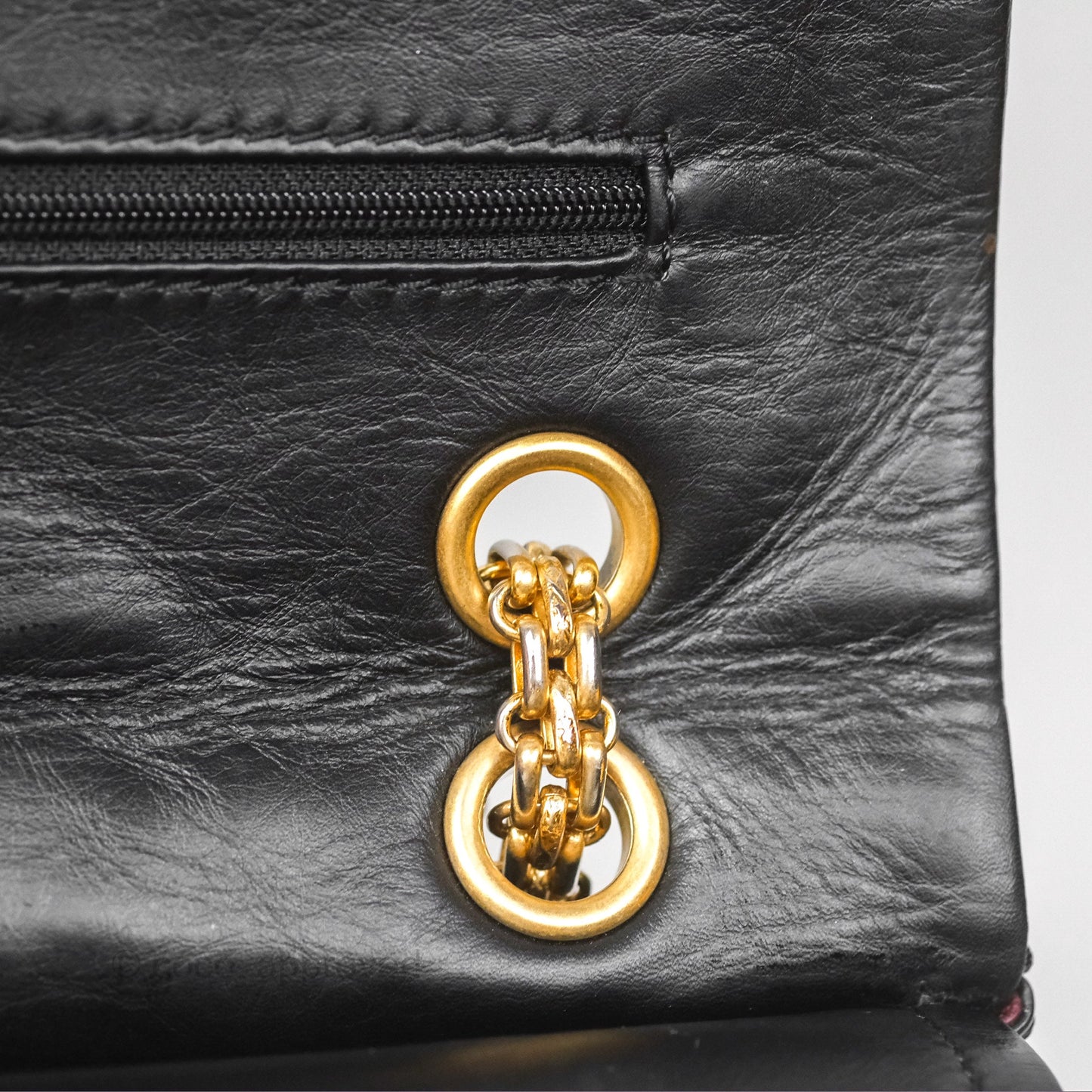 Chanel Reissue 227 Quilted Aged Calfskin Black Gold Hardware