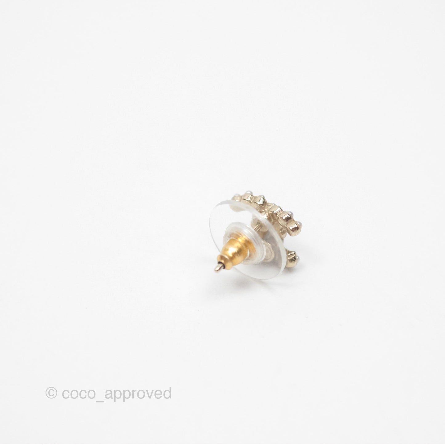 Chanel Pearl CC Earrings Gold Tone 20S