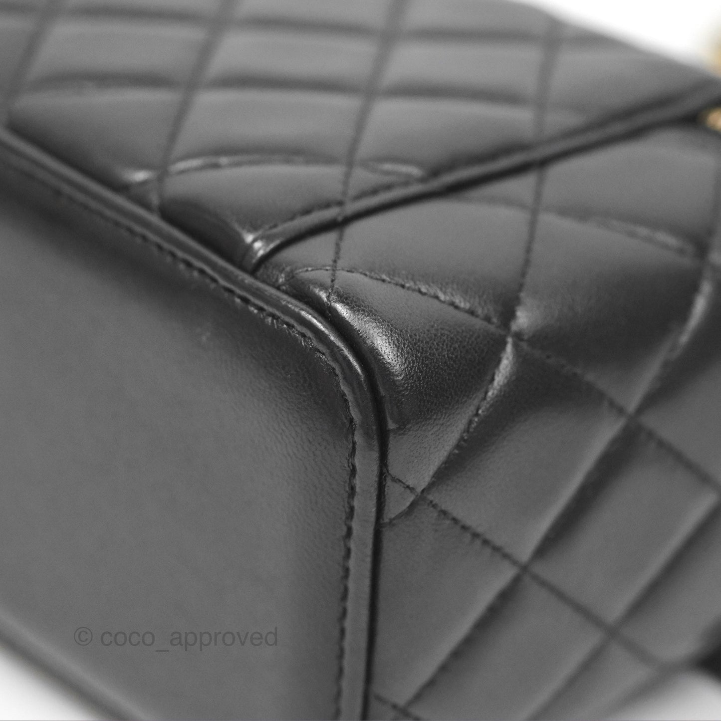 Chanel Vanity Rectangular Top Handle Black Lambskin Aged Gold Hardware