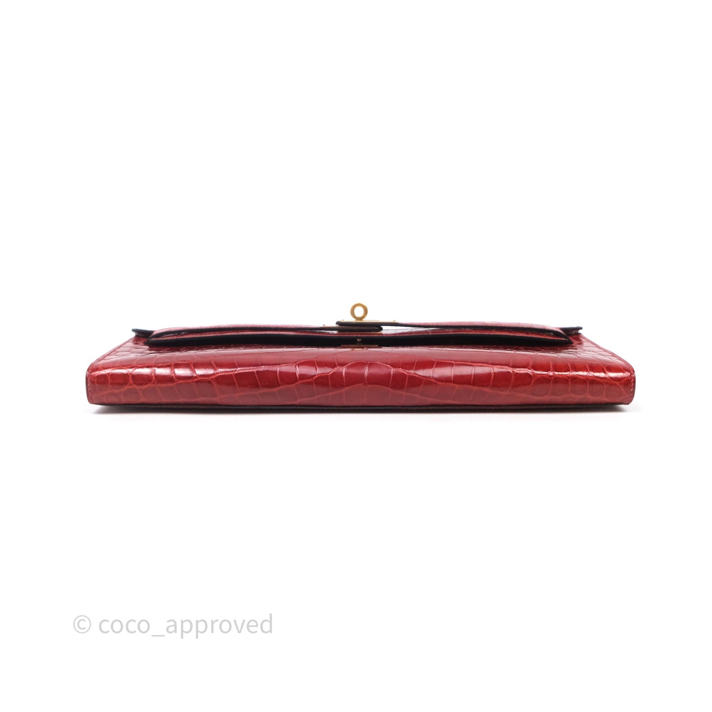 Hermes Kelly Cut Rouge H Shiny Niloticus Crocodile Gold Hardware