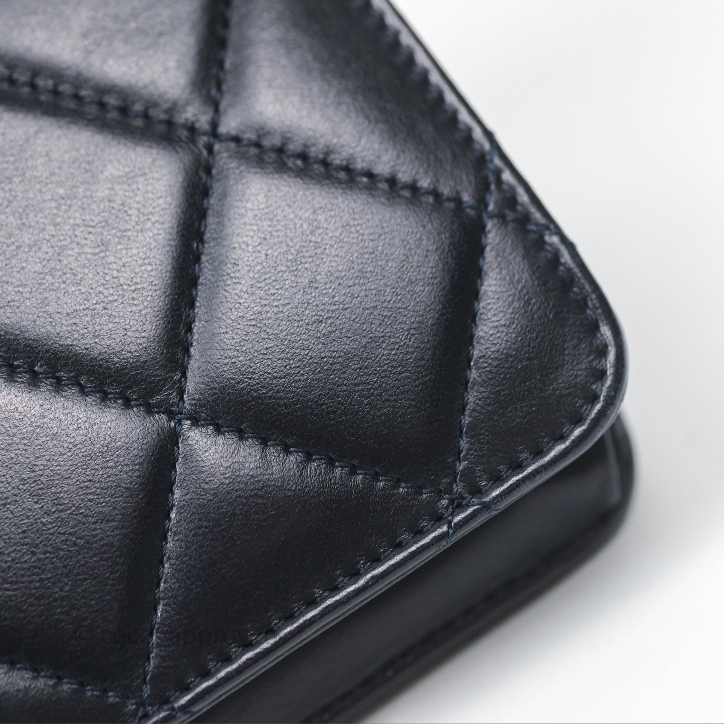 Chanel Golden Class Wallet on Chain WOC Navy Lambskin Gold Hardware