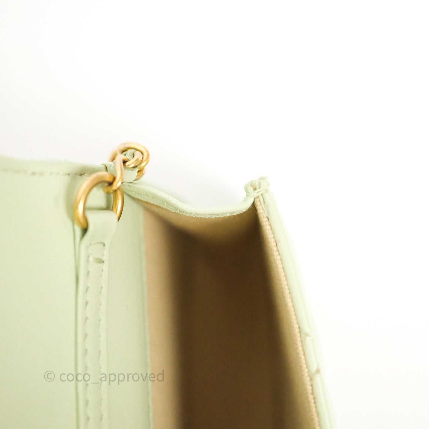 Chanel Pearl Crush Mini Clutch Belt Bag Green Lambskin Aged Gold Hardware