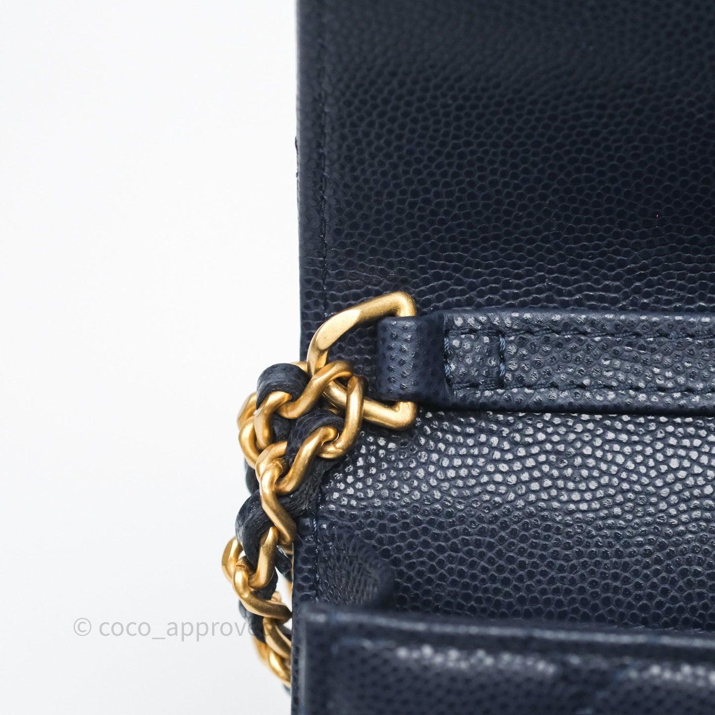Chanel Twist Your Button Coin Purse With Chain Navy Shiny Caviar