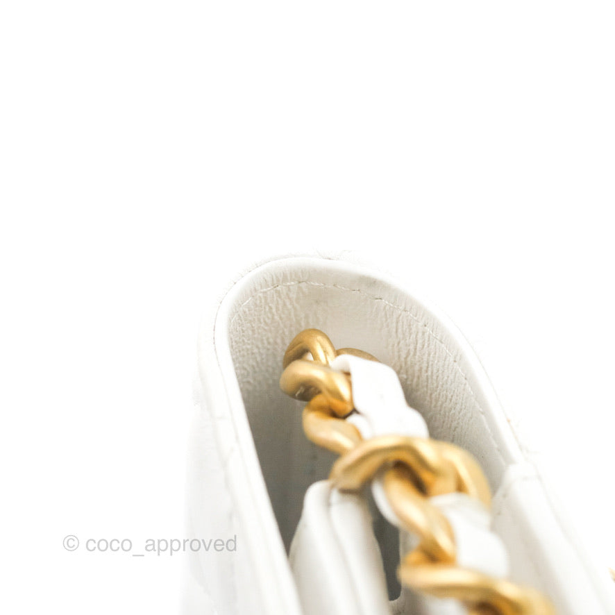 Chanel Mini Resin Chain Wallet on Chain WOC White Lambskin Gold Hardware