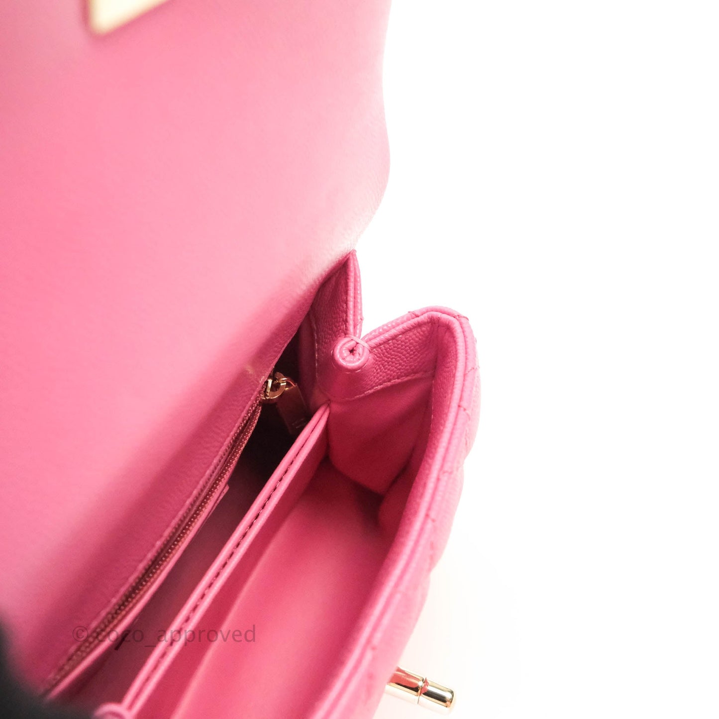 Chanel Extra Mini Coco Handle Quilted Pink Caviar Lizard Embossed Handle Gold Hardware