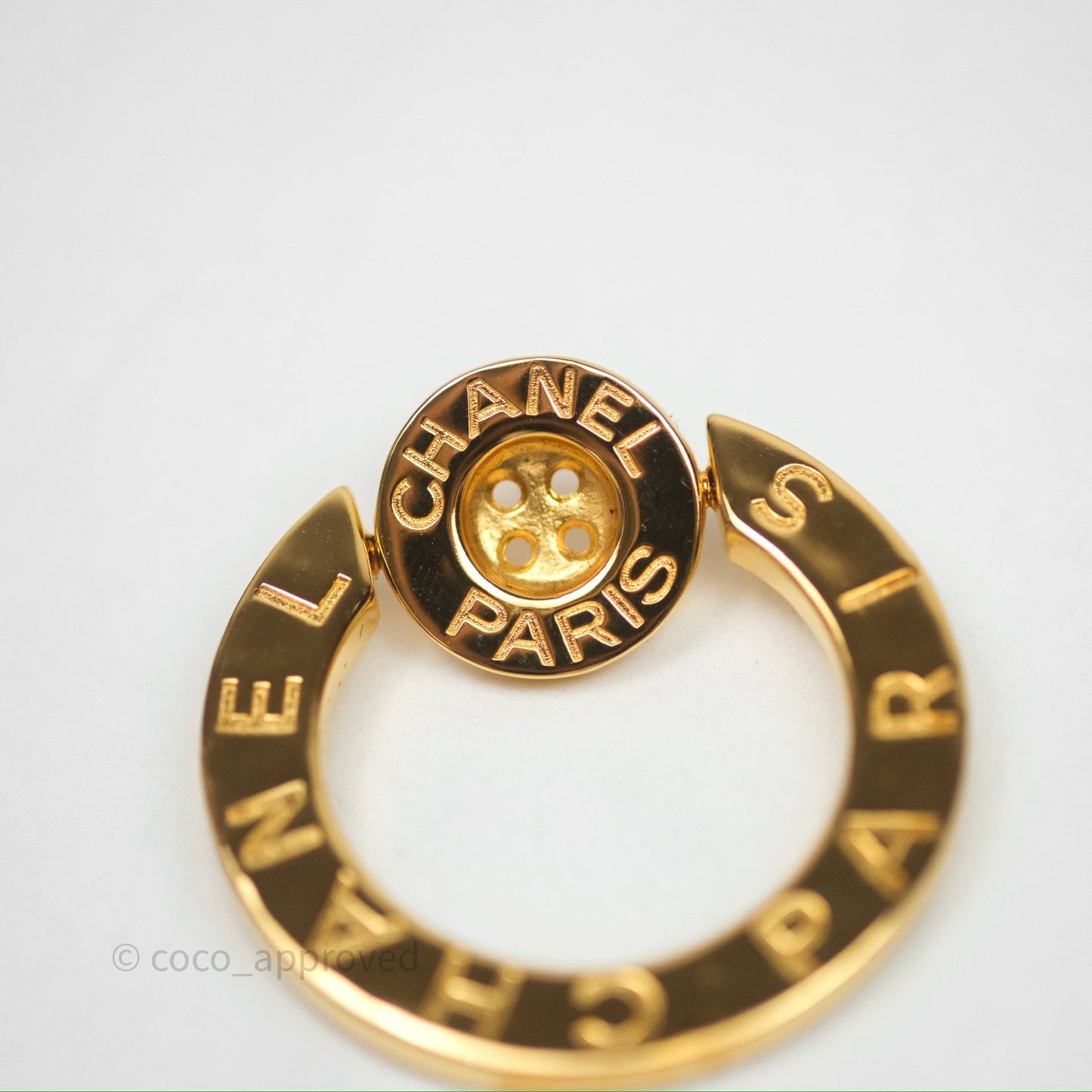 Chanel CC Round Earrings Gold Tone 20A