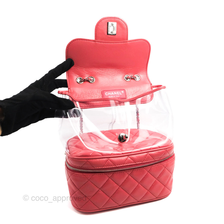 Chanel Aquarium PVC Coral Pink Crumpled Calfskin Silver Hardware