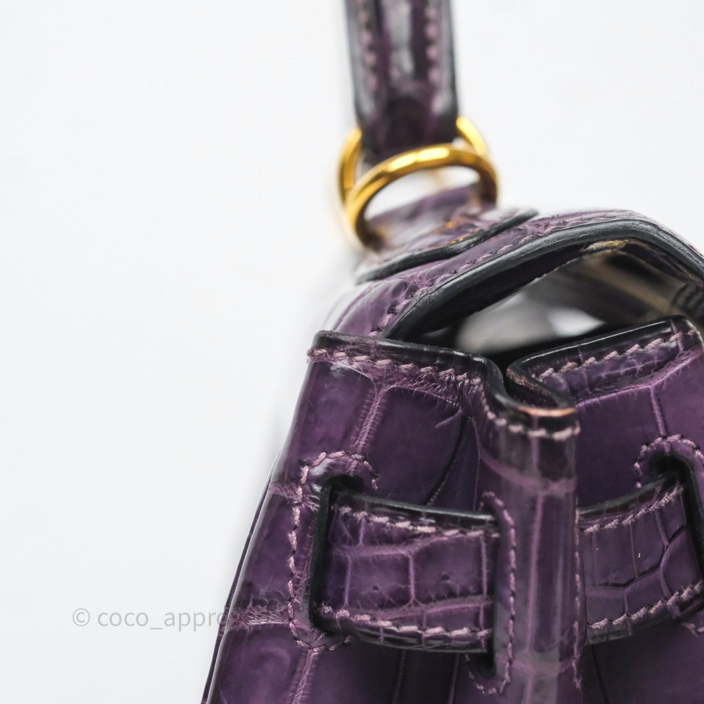 Hermès Kelly 28 Purple Crocodile Gold Hardware