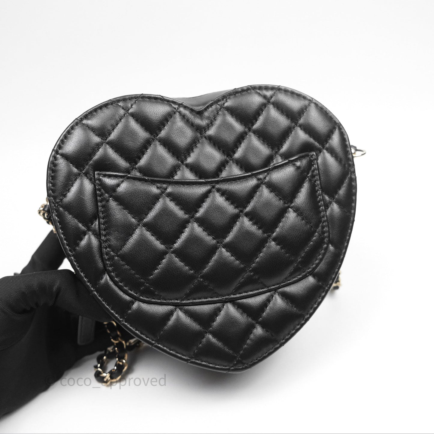 Chanel Large Heart Bag Black Lambskin Gold Hardware 22S