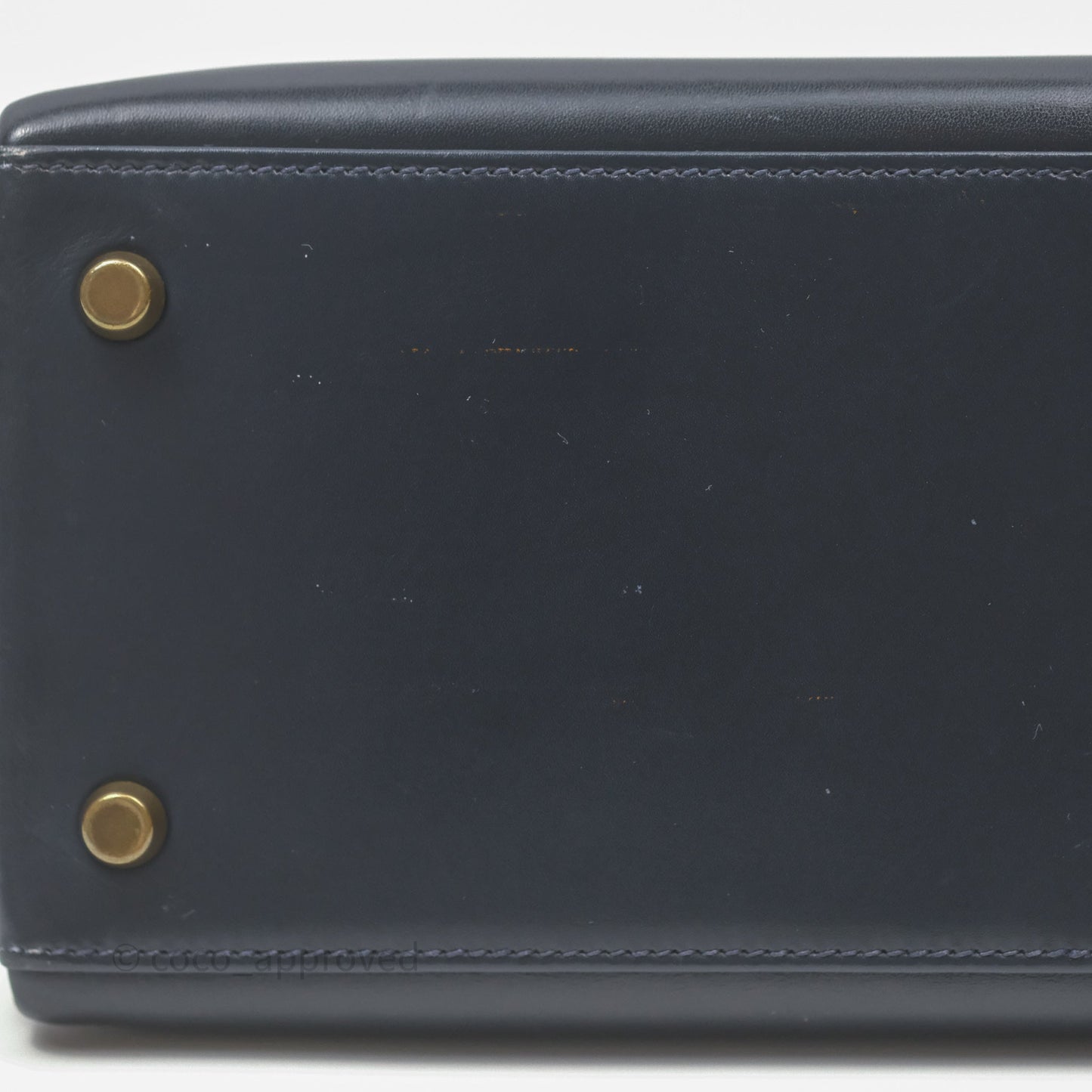 Hermès Vintage Kelly 28 Retourn Navy Box Leather Gold Hardware