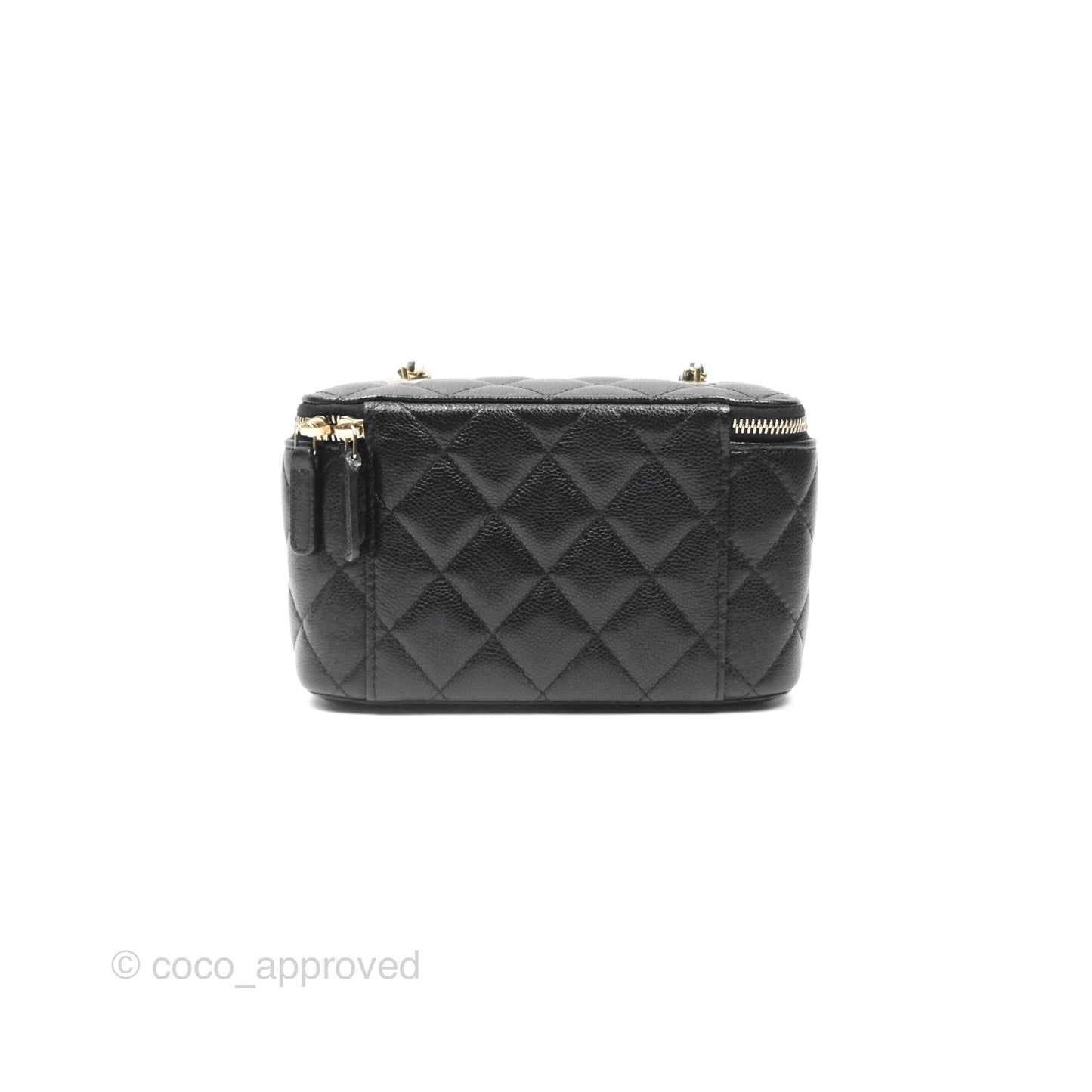 Chanel Vanity Rectangular With Chain Black Caviar Gold Hardware