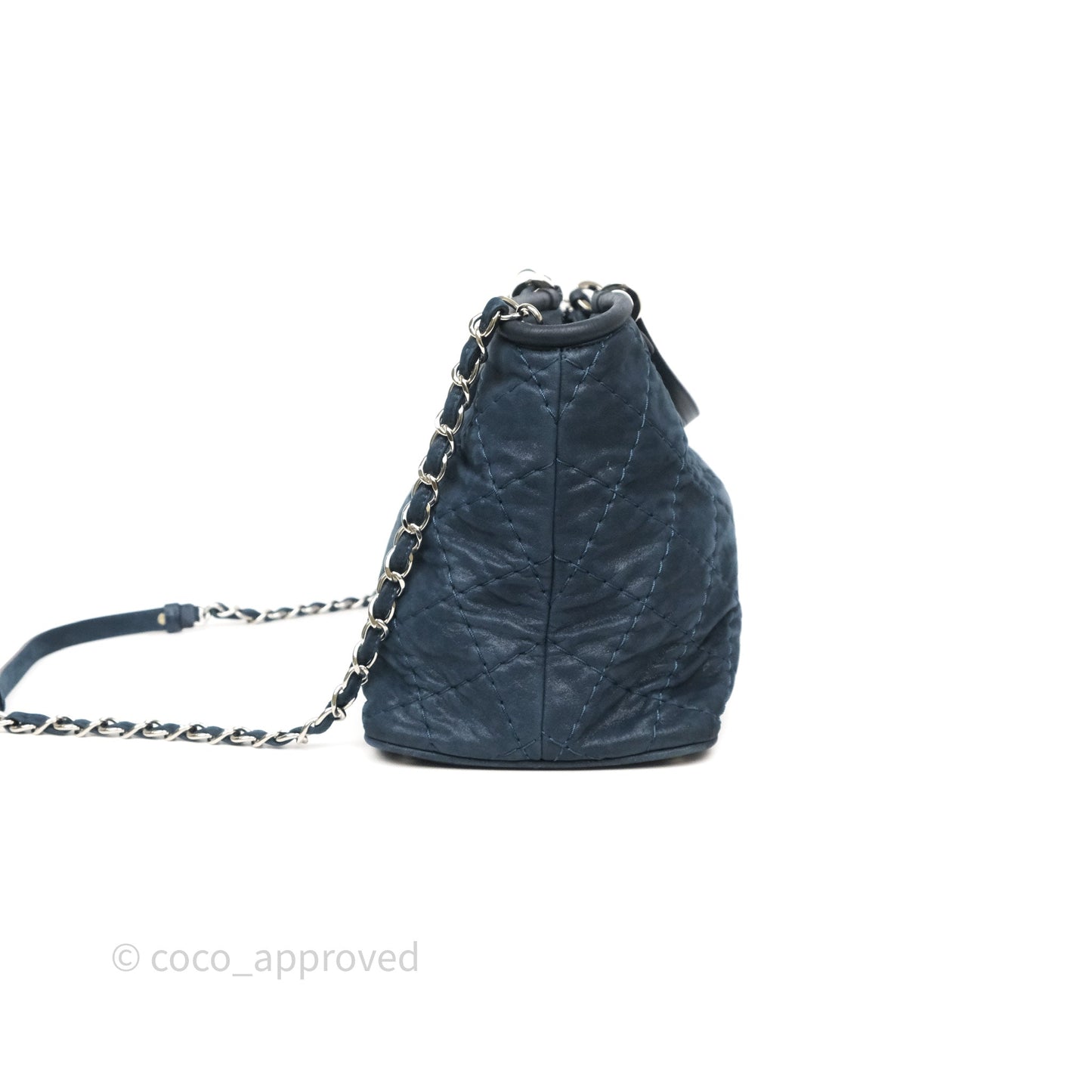 Chanel Small Sea Hit Tote Navy Iridescent Calfskin Silver Hardware