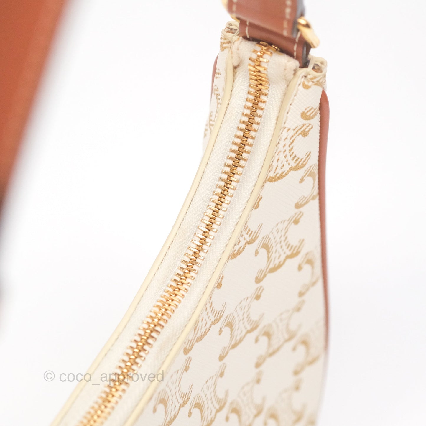 Celine Ava Bag In Triomphe Canvas Calfskin White