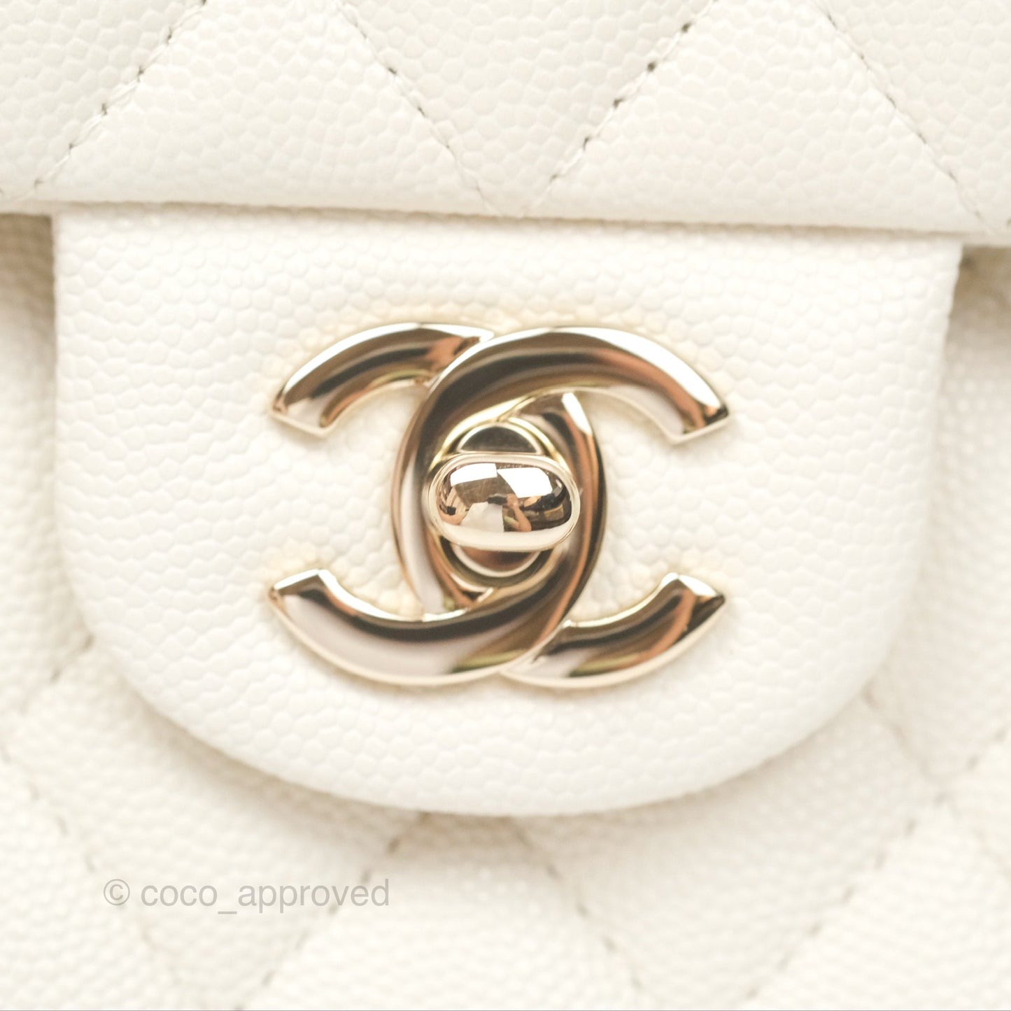 Chanel Small Classic Quilted Flap Light Ivory Caviar Gold Hardware