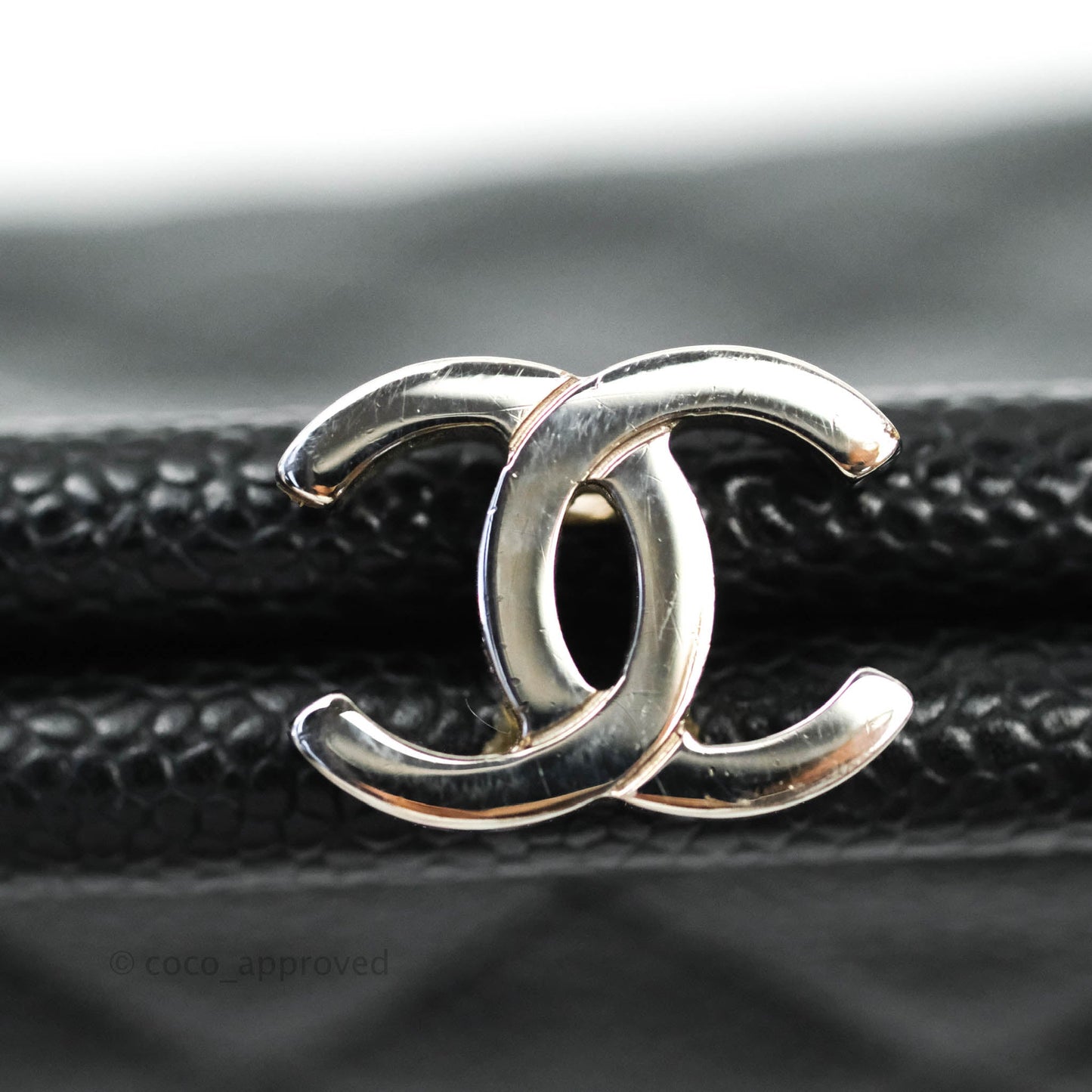 Chanel Quilted Timeless Kisslock Clutch Black Caviar Silver Hardware