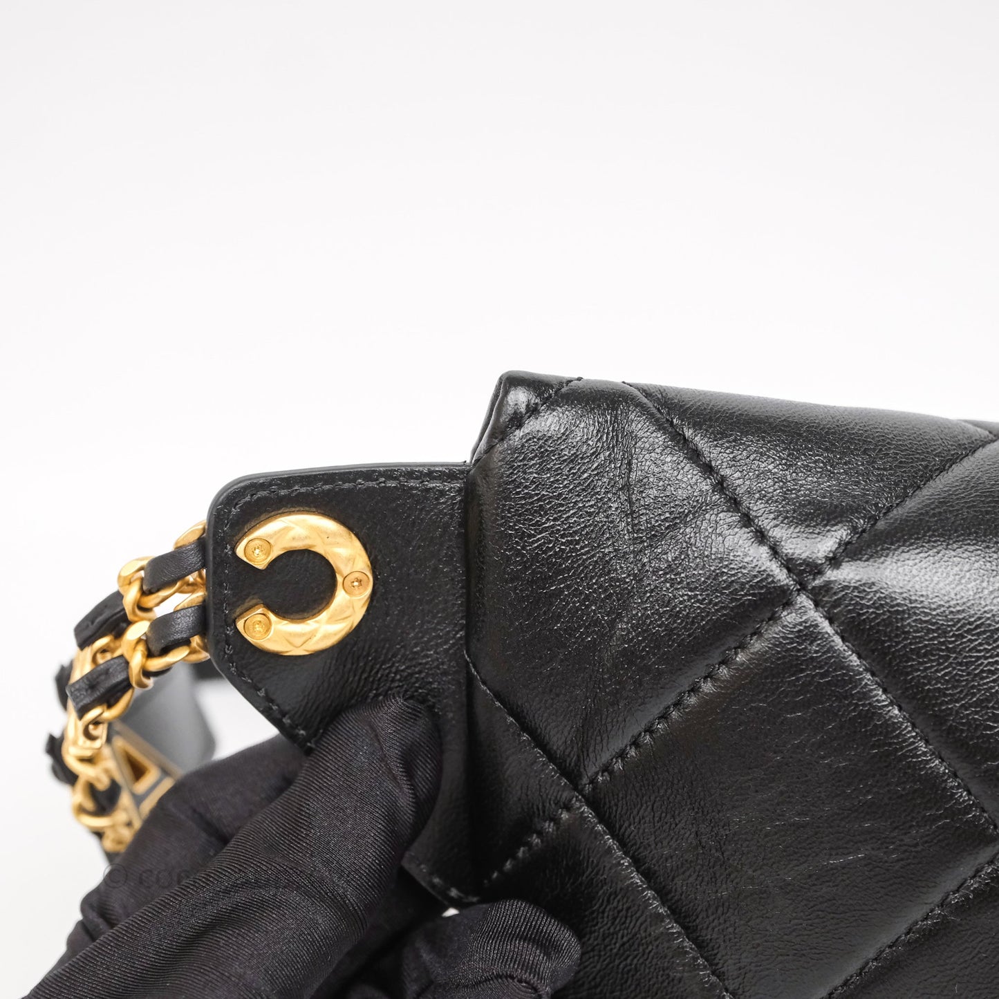 Chanel Quilted Waist Bag Lambskin Black Aged Gold Hardware