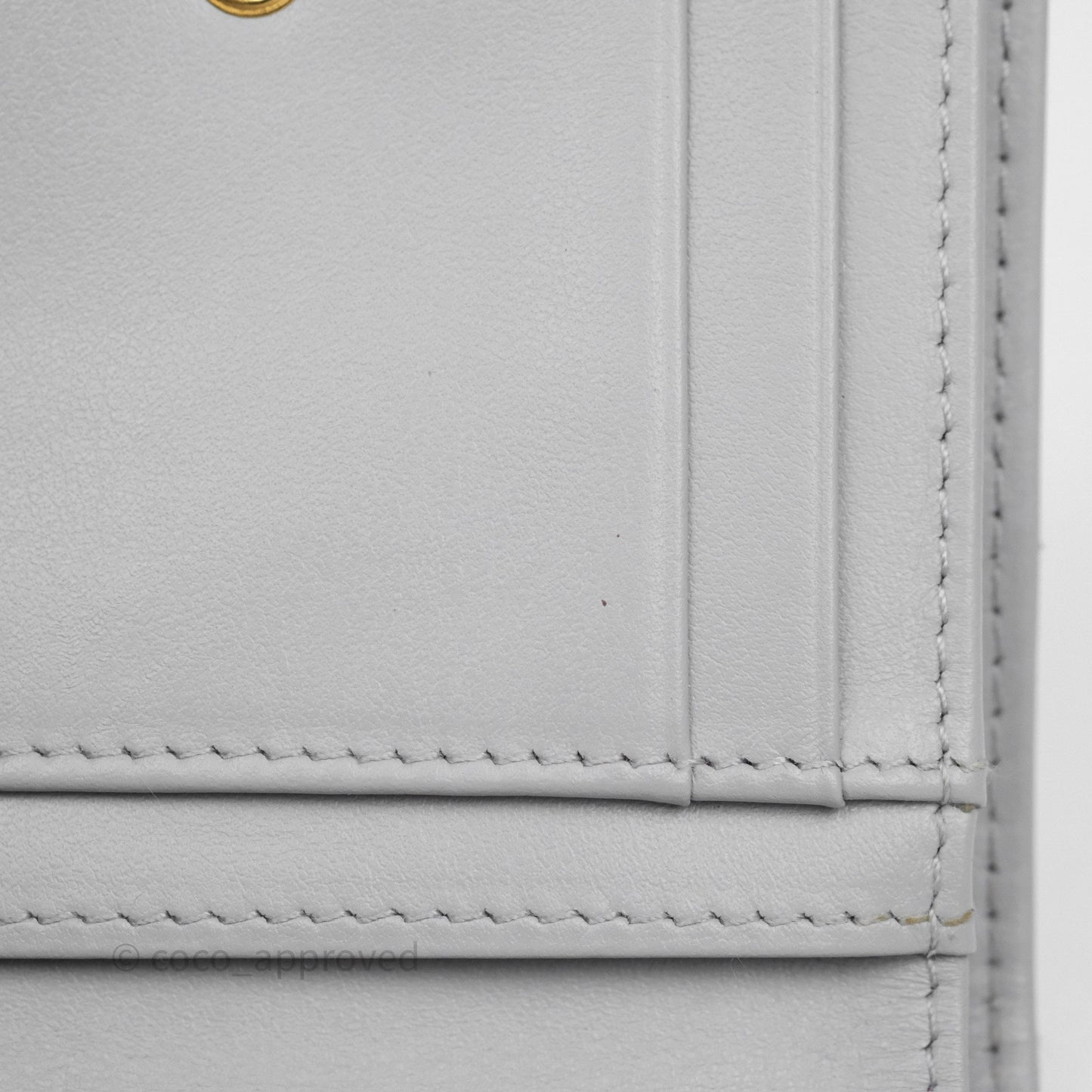 Chanel Quilted Short Wallet Grey Caviar Gold Hardware