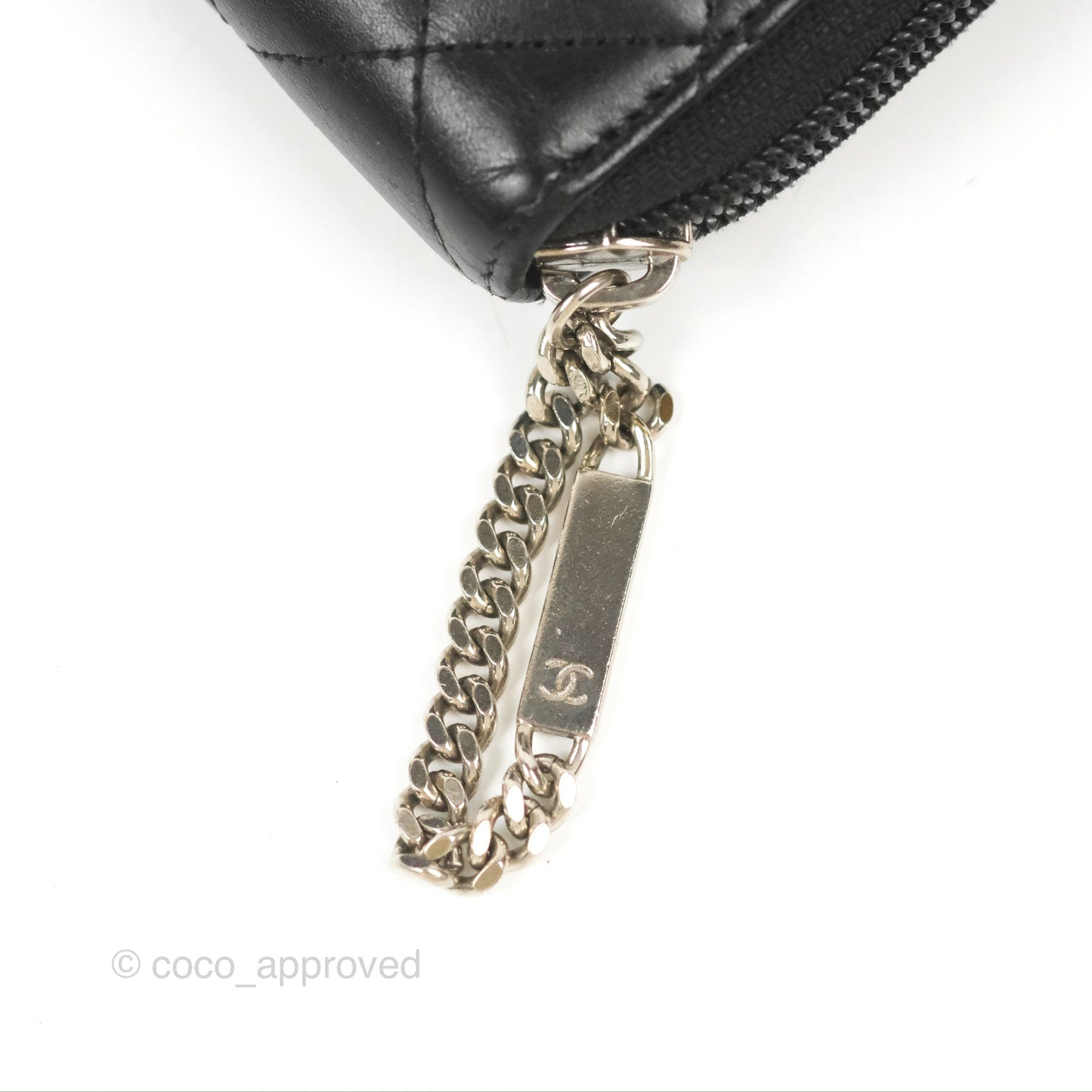 Chanel Quilted Cambon Yen Zip Long Wallet Black Calfskin Silver Hardware