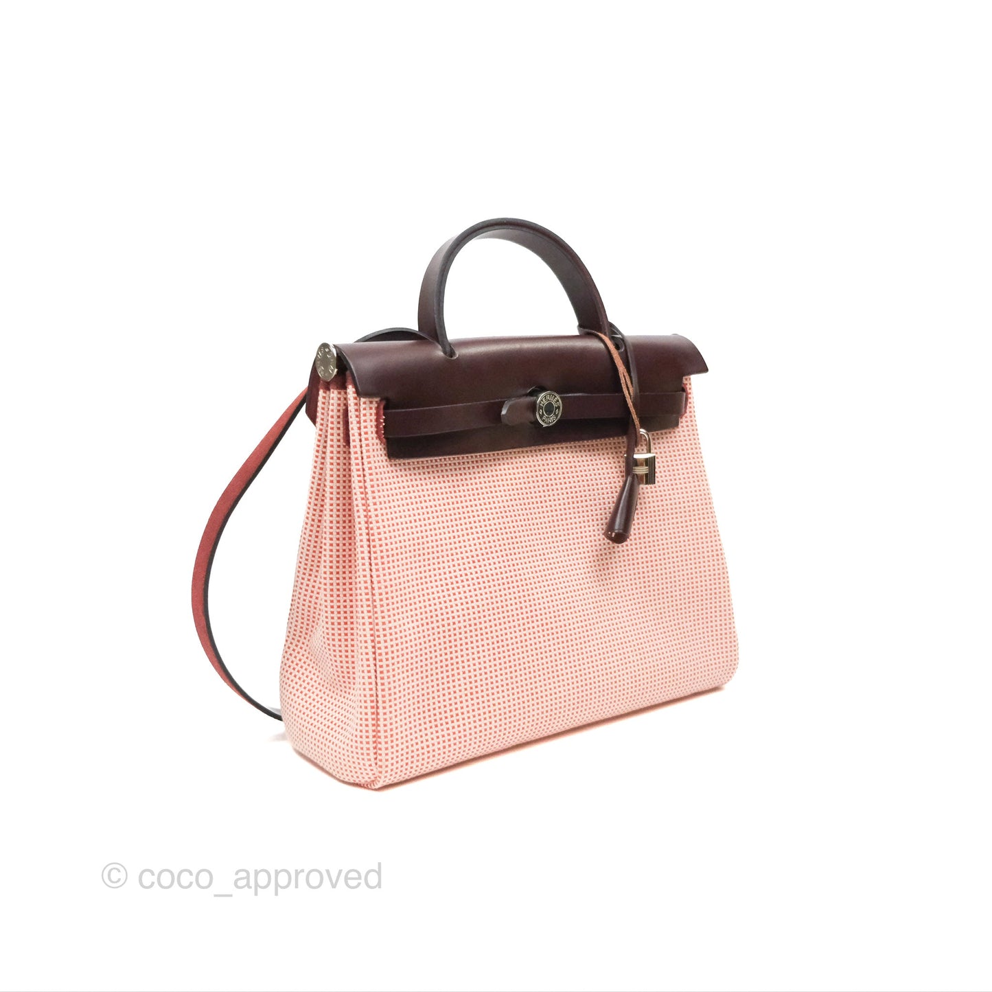 Hermès Herbag Retourne Zip 31 Ecru/Brique/Mauve Pale/Rouge Sellier Canvas Palladium Hardware