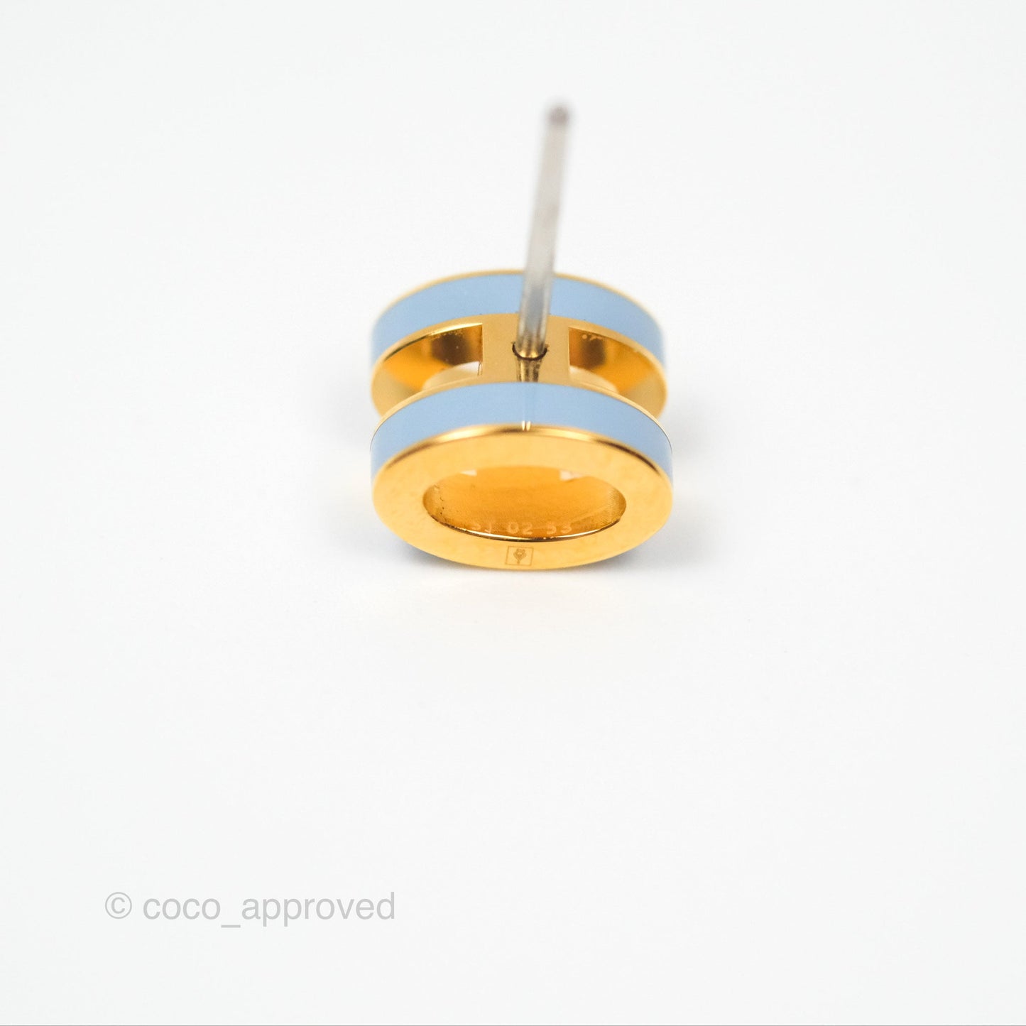 Hermès Mini Pop H Earrings Bleu Lin Gold Hardware
