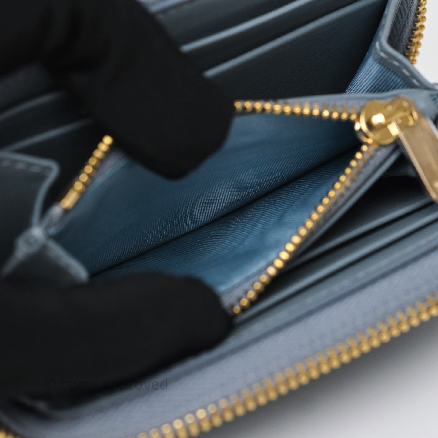 Dior Small Lady Dior Voyageur Coin Purse Cloud Blue Lambskin Cannage